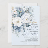 Blue Petal Boys Baby shower Uitnodiging (Voorkant)