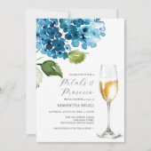Blue Petals and Prosecco Bridal Shower Invitations (Devant)