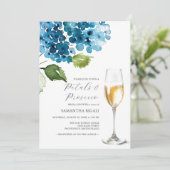 Blue Petals and Prosecco Bridal Shower Invitations (Debout devant)