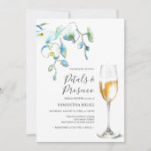 Blue Petals and Prosecco Bridal Shower Invitations (Devant)