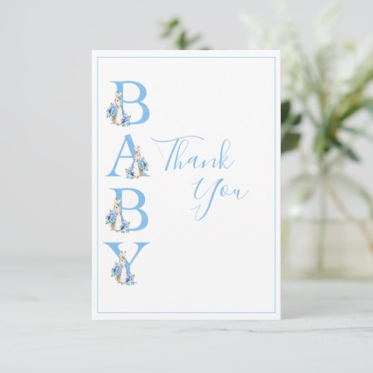 Blue Peter Rabbit Baby shower Bedankkaart (Staand voorkant)