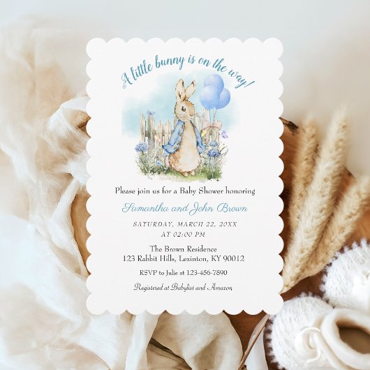 Blue Peter Rabbit Baby shower Boy Invitation Kaart
