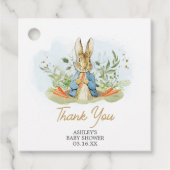 Blue Peter Rabbit Baby shower Square Bedankjes Labels (Voorkant)