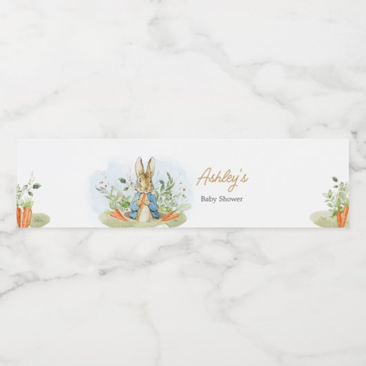 Blue Peter Rabbit Baby shower Waterfles Etiket (Enkel label)