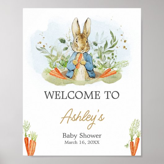 Blue Peter Rabbit Baby shower Welkom Poster (Voorkant)