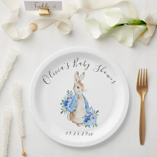Blue Peter Rabbit Bunny Baby shower Papieren Bordje (Huwelijk)