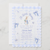 Blue Peter Rabbit Gingham lace Baby Shower Kaart (Voorkant)