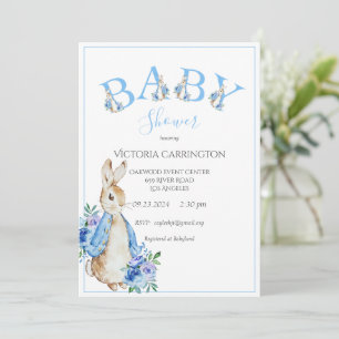 Blue Peter Rabbit Letters Baby shower Invitation Kaart