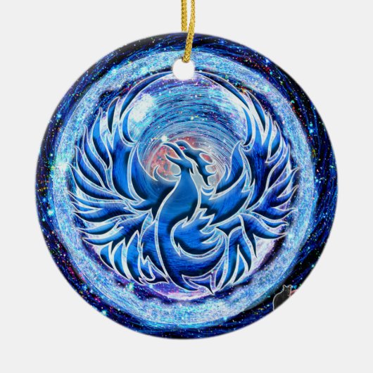 Blue Phoenix Keramisch Ornament (Voorkant)