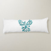 Blue Phoenix stijgt op wit Lichaamskussen (Achterkant)