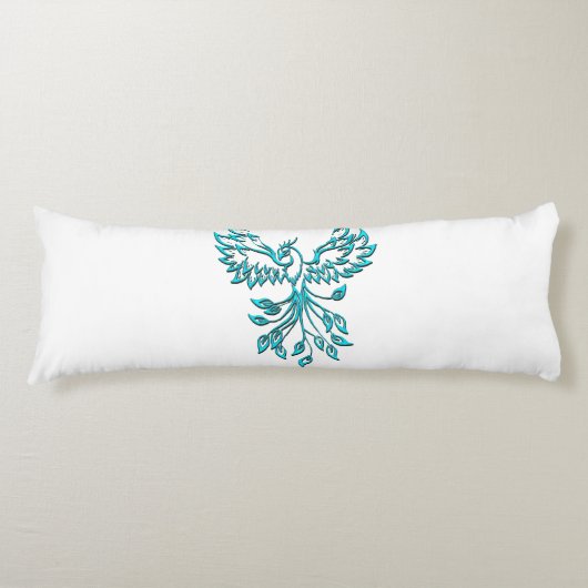 Blue Phoenix stijgt op wit Lichaamskussen (Voorkant)