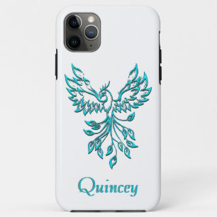 Blue Phoenix stijgt op wit persoonlijk iPhone 11 Pro Max Hoesje