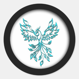 Blue Phoenix stijgt op wit Ronde Sticker