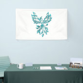 Blue Phoenix stijgt op wit Spandoek (Beurs)