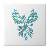 Blue Phoenix stijgt op wit Tegeltje (Voorkant)