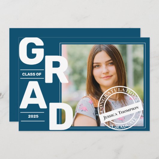 Blue Photo Class van het Afstuderen 2025 Kaart (Voorkant / Achterkant)