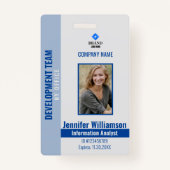 Blue Photo Company Security QR Code Employee ID Badge (Voorkant)