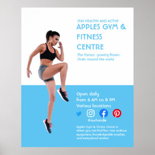 Blue Photo gym Personal trainer fiter Flyer Poster