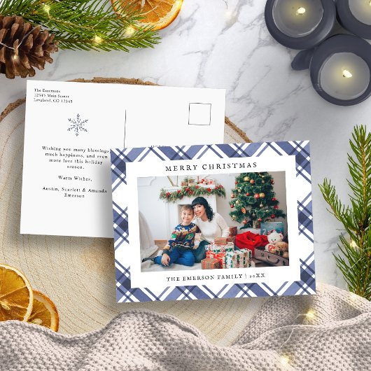 Blue Photo Holiday Briefkaart