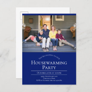 Blue Photo Housewarming Invitation Briefkaart