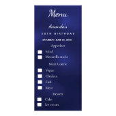 Blue photo meal options fun facts birthday menu (Voorkant)
