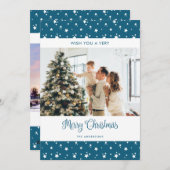 Blue Photo New Home Address Holiday Cards Feestdagenkaart (Voorkant / Achterkant)