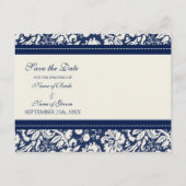 Blue Photo Sla de datum bruiloft Briefkaarten (Achterkant)