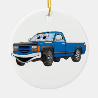 Blue Pick Up Truck Cartoon Keramisch Ornament