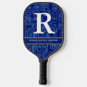 Blue Pickleball Paddle met de naam van de speler (Achterkant)