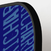 Blue Pickleball Paddle met de naam van de speler (Links Detail)