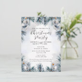 Blue Pine Christmas Party Invitation (Debout devant)