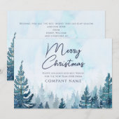 Blue Pine Forest Christmas Zakelijk Logo Feestdagenkaart (Voorkant / Achterkant)
