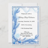 Blue Pine Holly Fête de Noël Invitation (Devant)