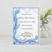Blue Pine Holly Fête de Noël Invitation (Debout devant)