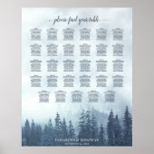 Blue Pine Trees 29 Table Wedding Seating Chart Poster (Voorkant)