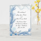 Blue Pine Winter Kerstbruiloft Program Kaart (Gele Bloem)