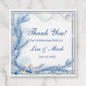 Blue Pine Winter Kerstmis bruiloft gunst Labels (Achterkant)