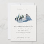 Blue Pine Woods Mountain Couples Douche Invitation (Devant)