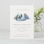 Blue Pine Woods Mountain Couples Douche Invitation (Debout devant)