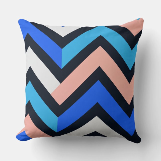 Blue Pink Chevron Geometric Pattern Kussen (Voorkant)