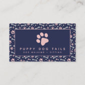 Blue Pink Dog Walker Pet Sitter Visitekaartje (Voorkant)