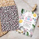 Blue Pink Drawn Safari Two The Zoo 2nd Birthday Kaart