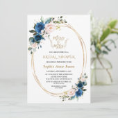 Blue Pink Floral Gold Miss to Mrs Vrijgezellenfees Kaart (Staand voorkant)