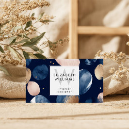 Blue Pink Gold Monogram Modern Business Card Visitekaartje