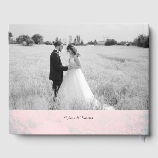 Blue Pink Lovebirds Mariage mexicain Livre d'or (Verso)