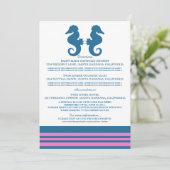 Blue Pink Nautical Seahorse Information Kaart (Staand voorkant)