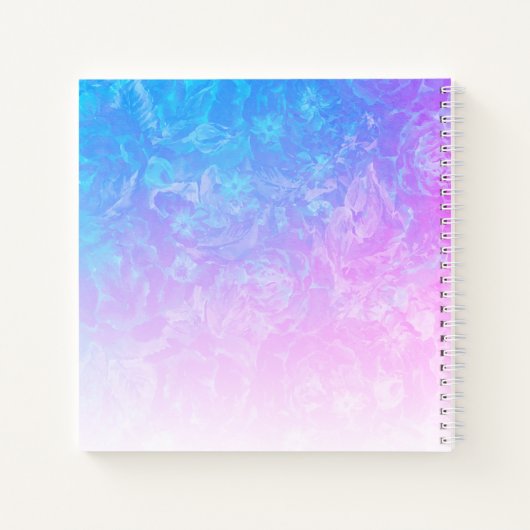 Blue Pink Ombre Floral Girly Name Sketchbook Notitieboek (Achterkant)