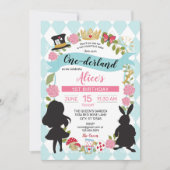 Blue & Pink One derland 1st Birthday Invitation (Devant)