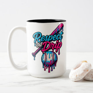 Blue Pink Respect The Drip Baseball Tweekleurige Koffiemok
