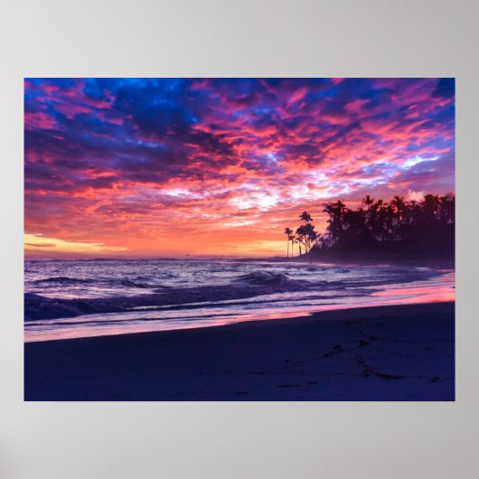 Blue Pink Sunset Ocean Photo 178 Poster (Voorkant)